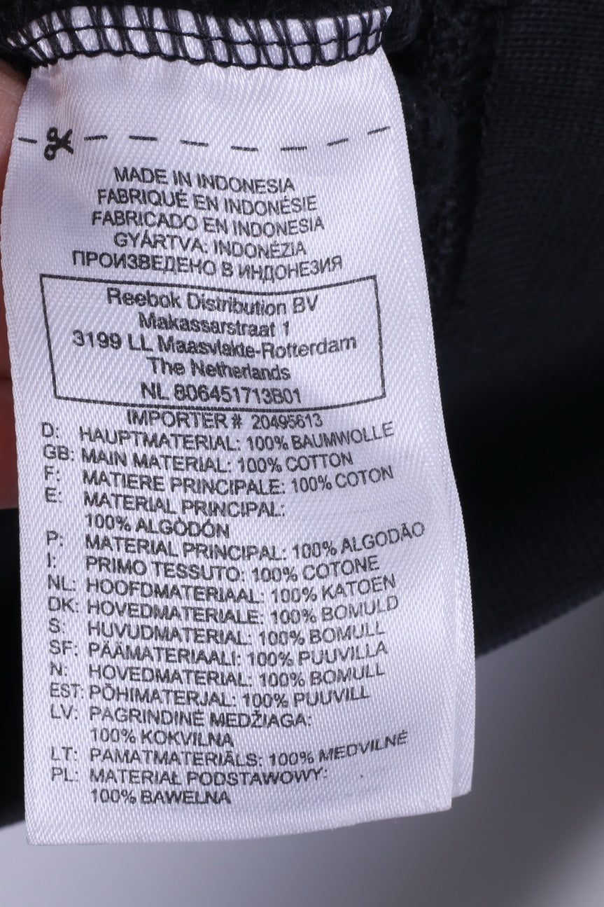 Reebok Boys 16 age Sweatshirt Black Cotton Crew Neck Grapgic Logo Top