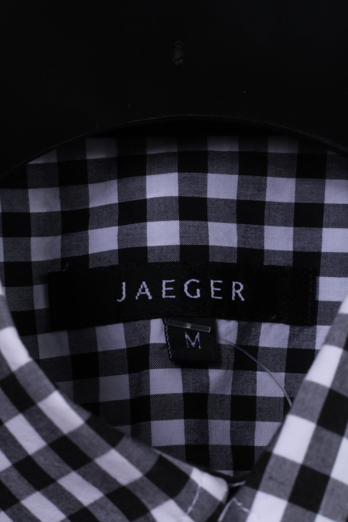 Jaeger Mens M Casual Shirt Black & White Check 100% Cotton Long Sleeve Top