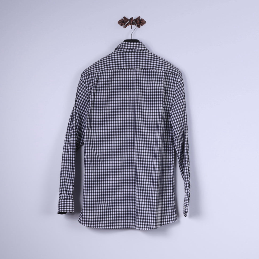 Jaeger Mens M Casual Shirt Black & White Check 100% Cotton Long Sleeve Top