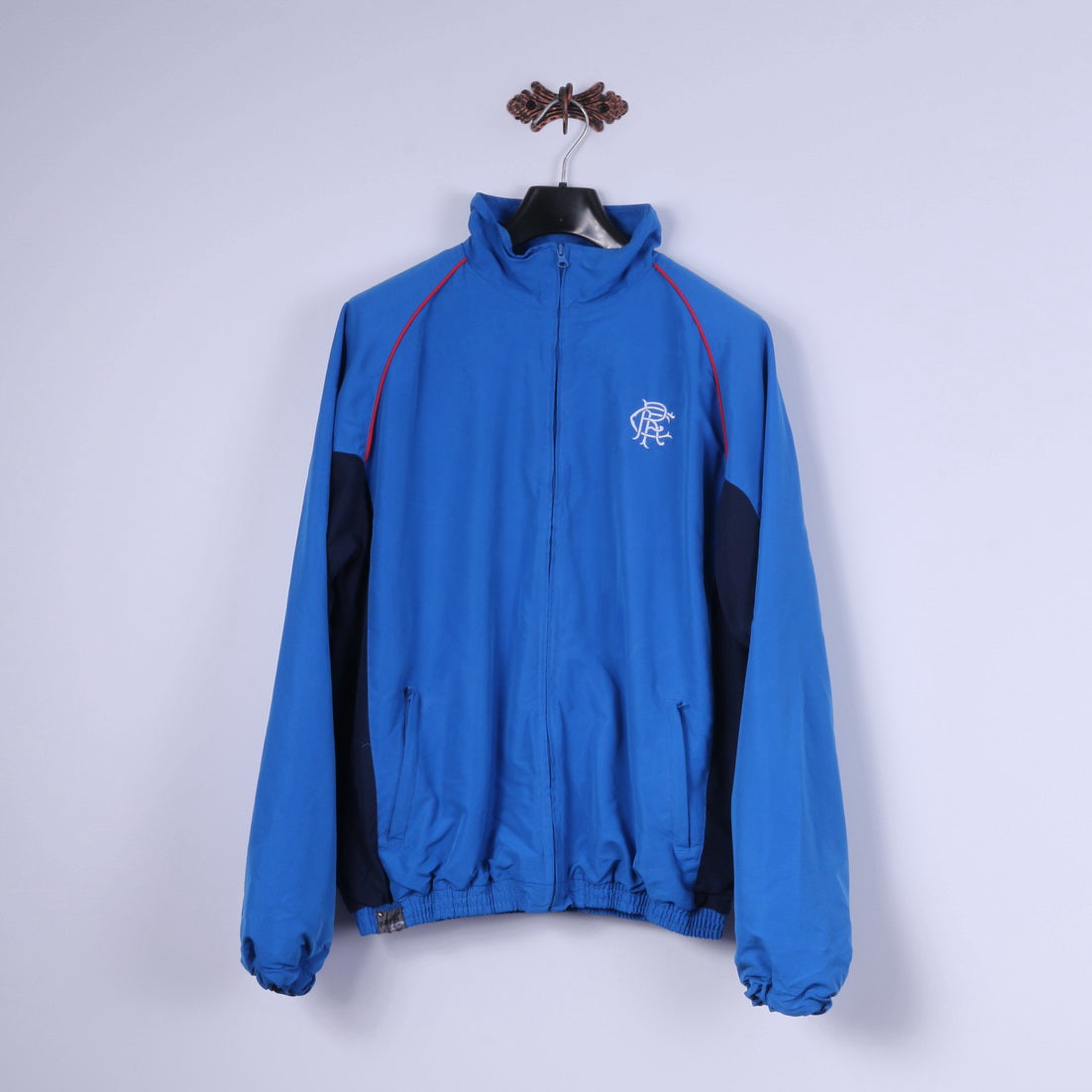Giacca XL da uomo RANGERS Football Club Blu Top ufficiale per abbigliamento sportivo attivo con cerniera completa
