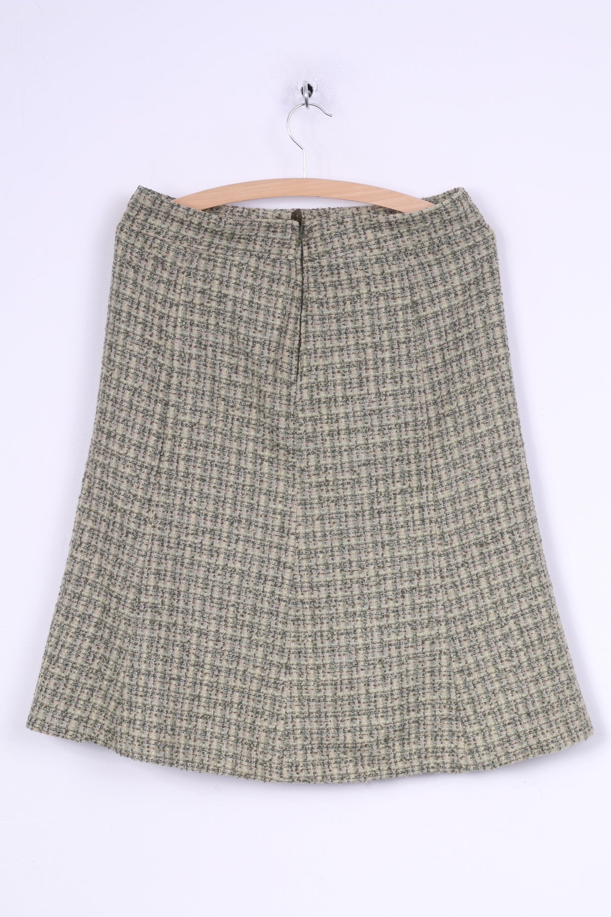 H&M Womens 38 M Midi Skirt Green A-line Pleated Check