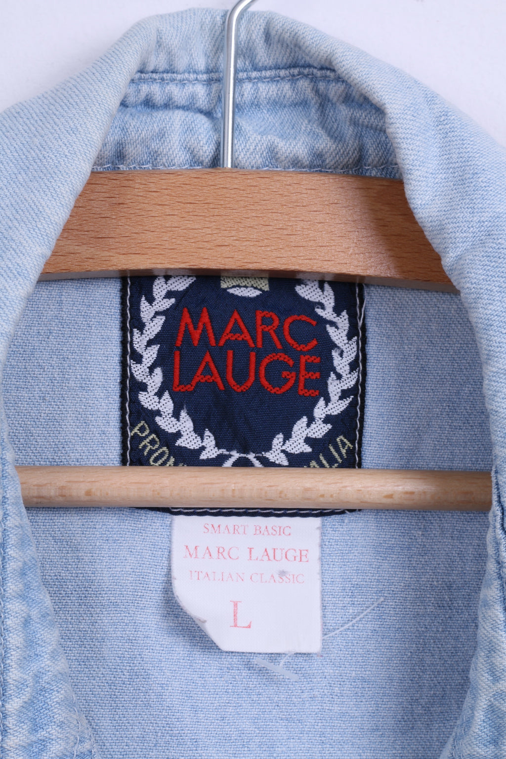 Marc Lauge Femme L Chemise décontractée Bleu Jeans Fleurs Denim Coton Italie