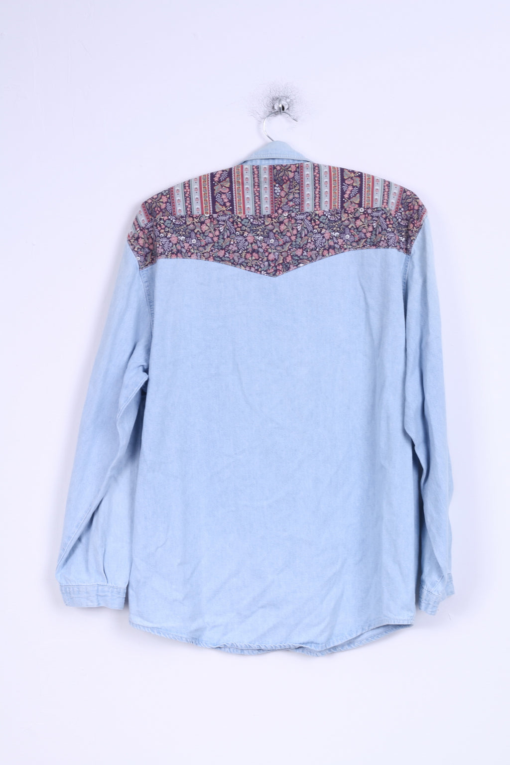 Marc Lauge Femme L Chemise décontractée Bleu Jeans Fleurs Denim Coton Italie