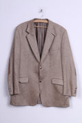 Mario Barutti Veste à simple boutonnage pour homme 54 XL Blazer beige en soie à chevrons