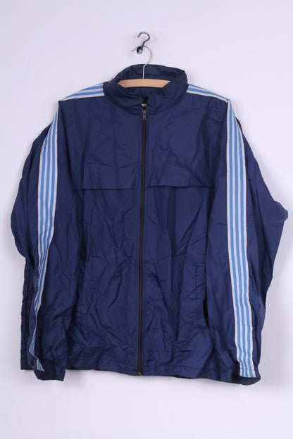 Veste légère Vintage pour hommes 2XL, fermeture éclair complète, capuche cachée, vêtements de sport bleu marine 