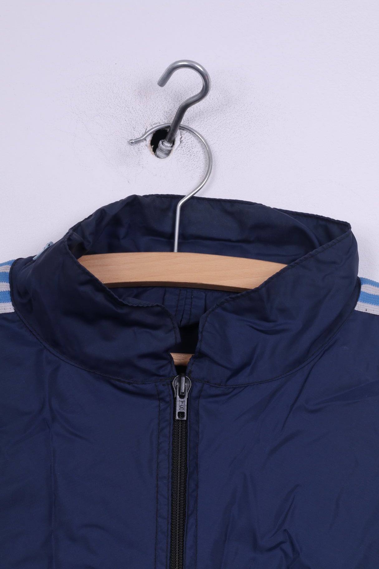 Veste légère Vintage pour hommes 2XL, fermeture éclair complète, capuche cachée, vêtements de sport bleu marine 