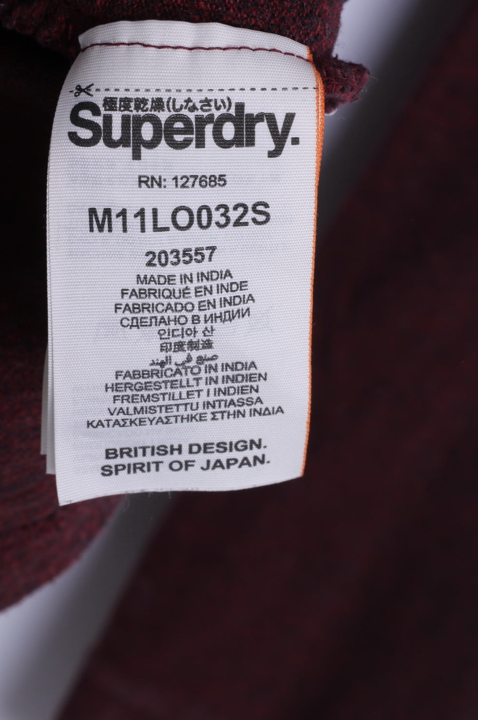 Polo Superdry da uomo XL (M) in cotone bordeaux a maniche lunghe con bottoni dettagliati in Giappone