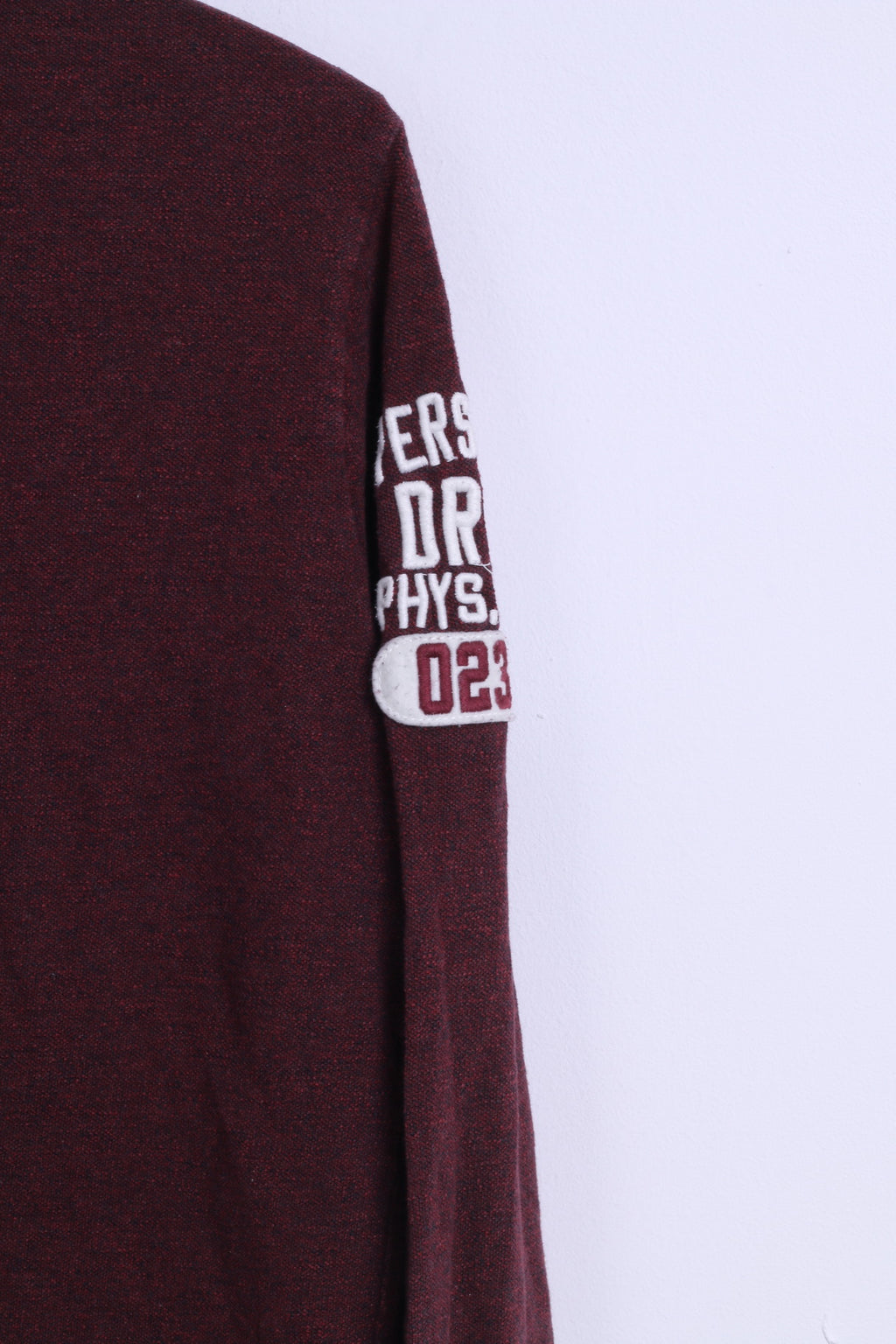 Polo Superdry da uomo XL (M) in cotone bordeaux a maniche lunghe con bottoni dettagliati in Giappone