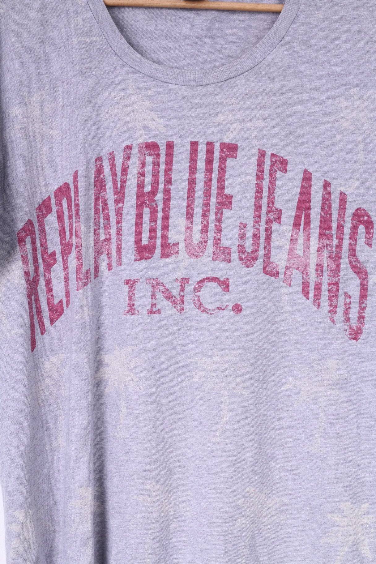Replay Blue Jeans MFG Co. Men M Shirt Grey Cotton Vintage Crew Neck Top