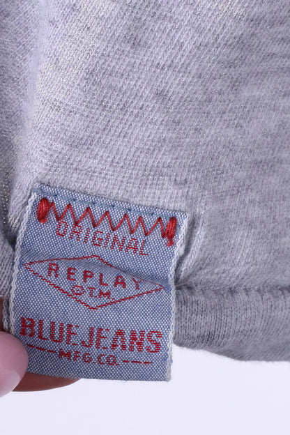 Replay Blue Jeans MFG Co. Hommes M Chemise Gris Coton Vintage Ras Du Cou Haut 