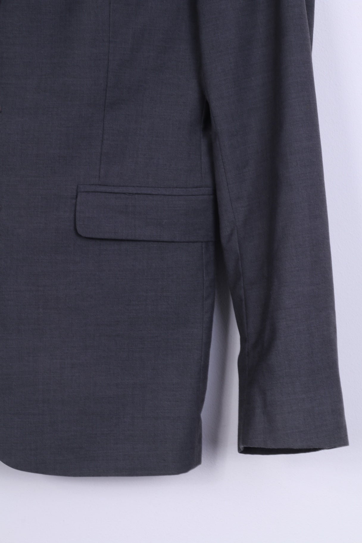 H&M Mens 44 34R S Blazer Grey Regaular Fit Jacket Wool Single Breasted
