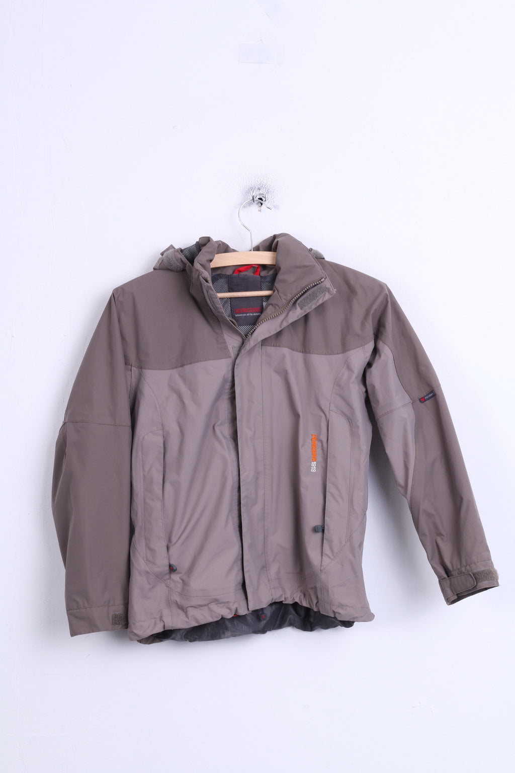 DIDRIKSONS Boys 150 Jacket Taupe Waterproof Hood Nylon - RetrospectClothes