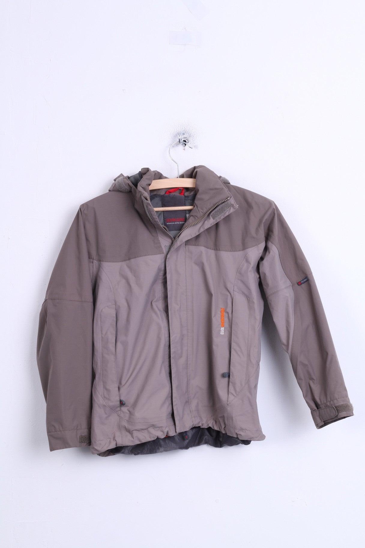 DIDRIKSONS Boys 150 Jacket Taupe Waterproof Hood Nylon - RetrospectClothes