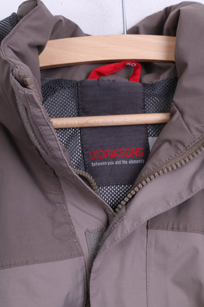 DIDRIKSONS Boys 150 Jacket Taupe Waterproof Hood Nylon - RetrospectClothes