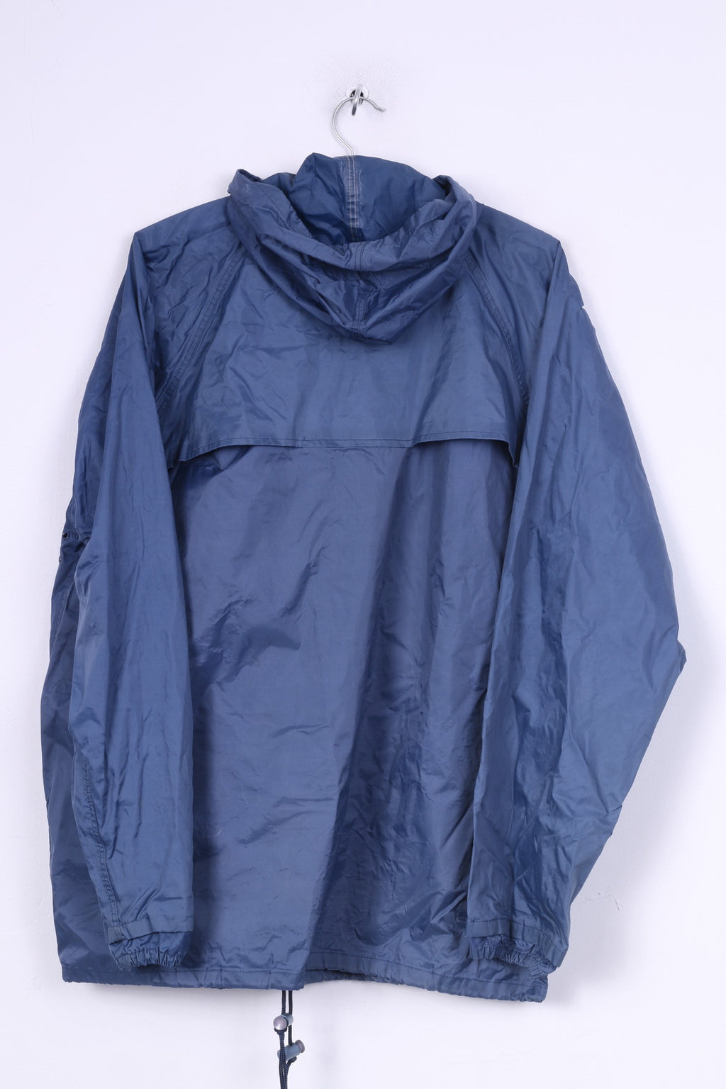 Vintage Mens L Rain Jacket Waterproof Lightweight Hood Full Zipper Blue