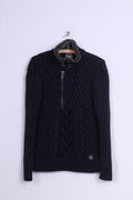 Ce &amp; Ce Uomo L (M) Maglione Maglione di lana blu scuro Maglieria Maglione con zip