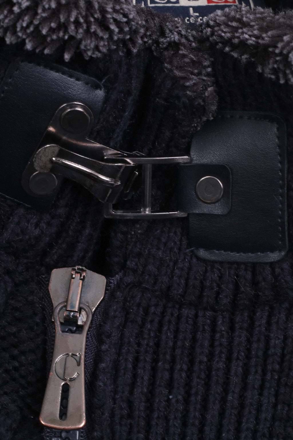 Ce & Ce Mens L (M) Sweater Navy Wool Sweater Knittwear Zip Neck Jumper