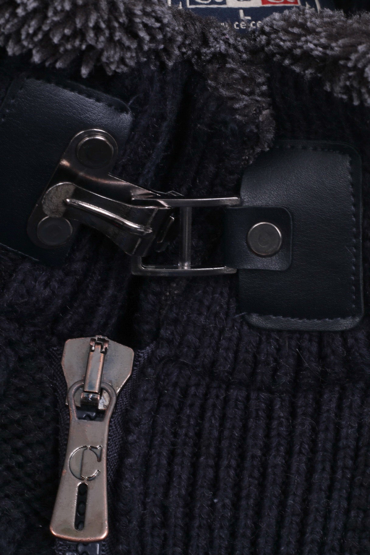 Ce & Ce Mens L (M) Sweater Navy Wool Sweater Knittwear Zip Neck Jumper