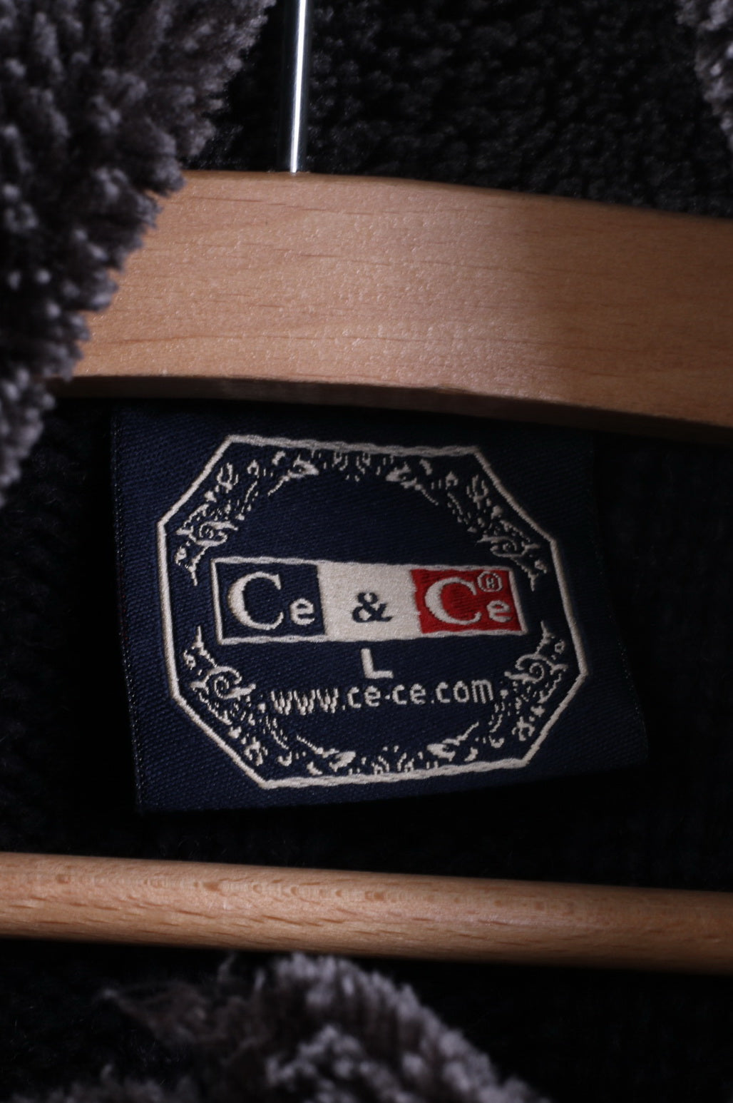 Ce & Ce Mens L (M) Sweater Navy Wool Sweater Knittwear Zip Neck Jumper