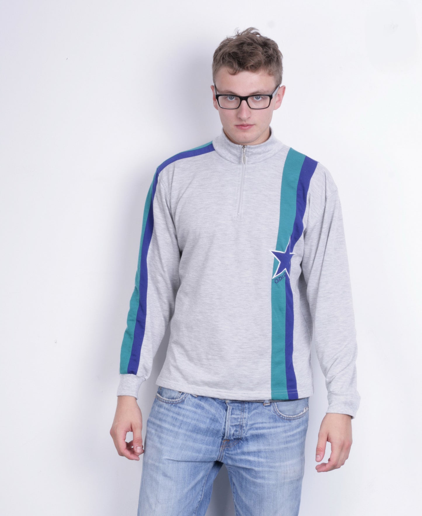 Odlo Mens L Sweatshirt Grey Jumper Sport Vintage 90s - RetrospectClothes