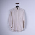 Stenstroms Men 40 M Casual Shirt Yellow Check Two Fold Cotton Long Sleeve