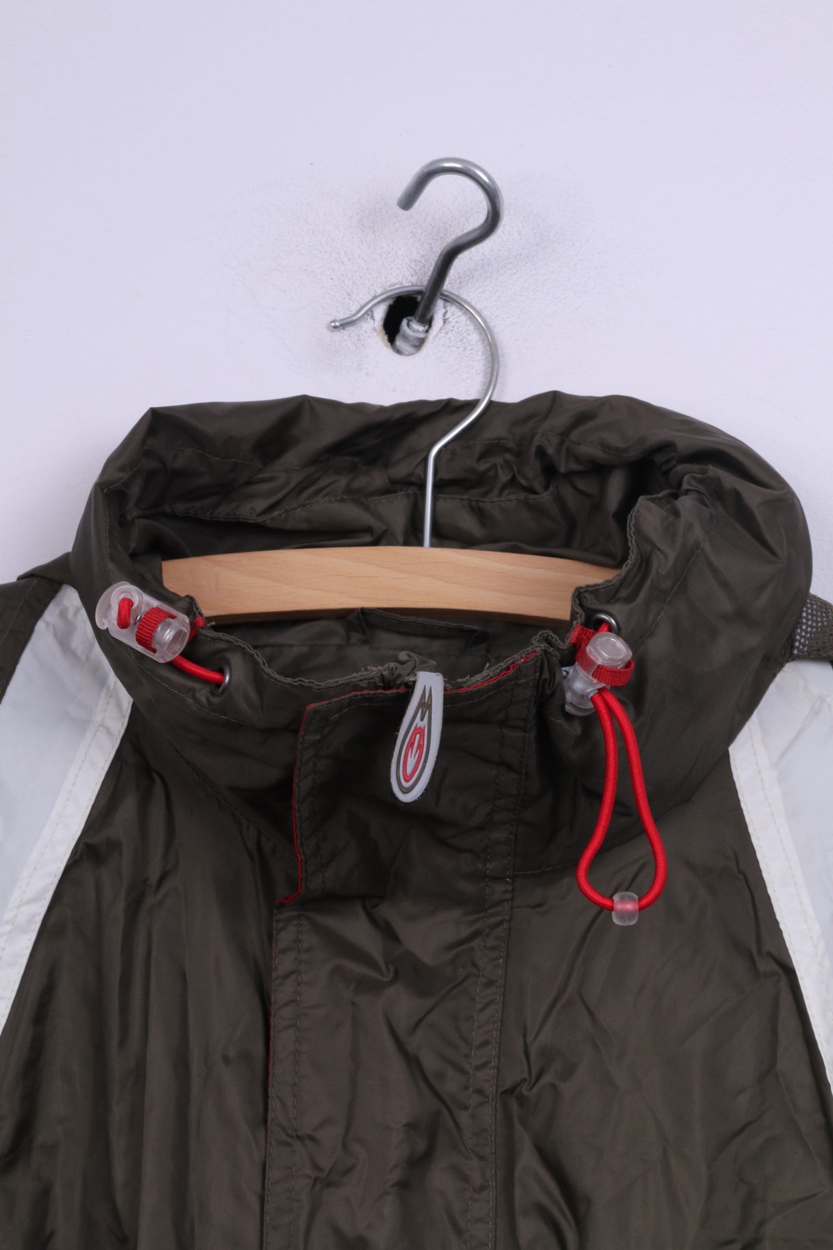 TCM Weather Gear Mens S Jacket Green Lightweight Hidden Hood Nylon Top