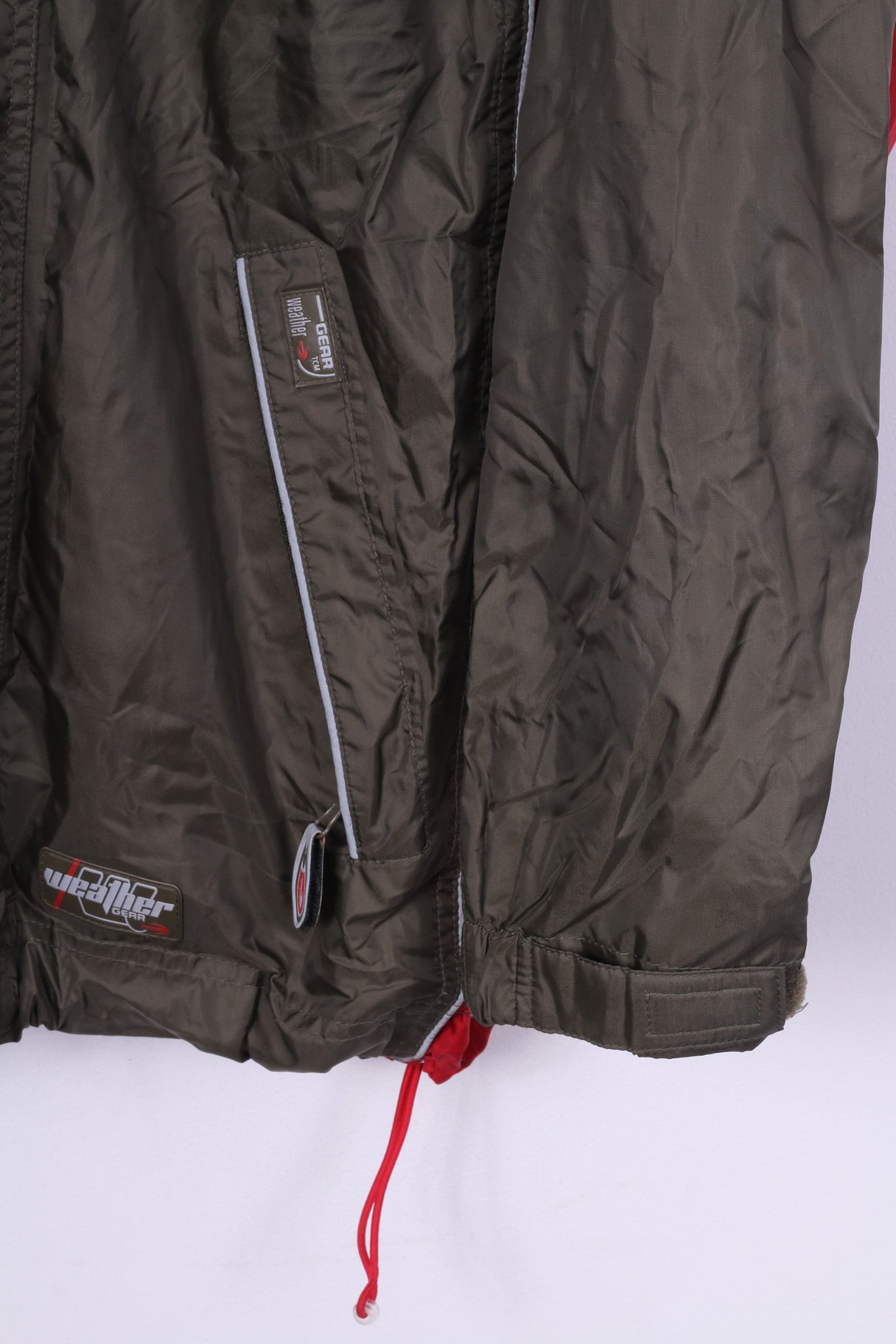 TCM Weather Gear Mens S Jacket Green Lightweight Hidden Hood Nylon Top