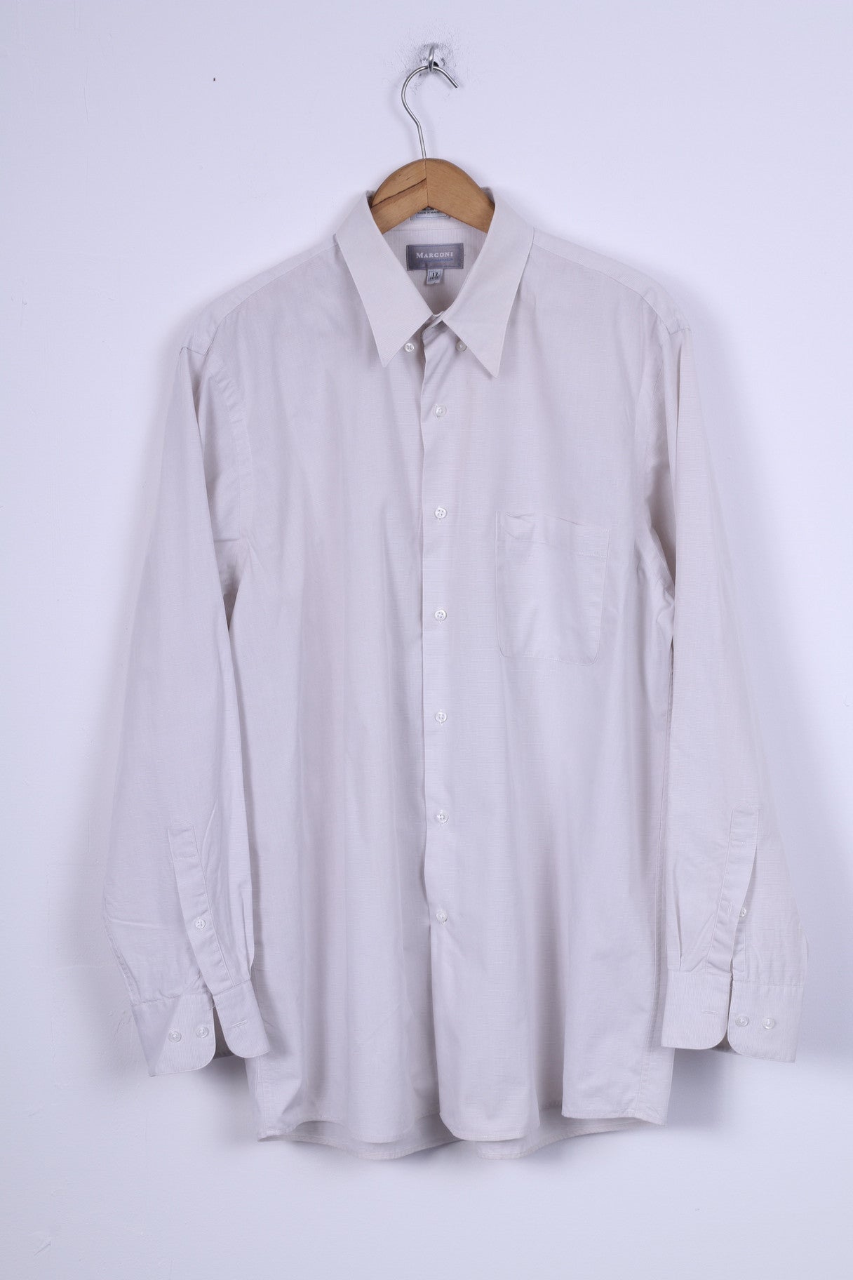 Marconi By Louis Raphael Mens 17 XL Casual Shirt Button Down Collar Beige