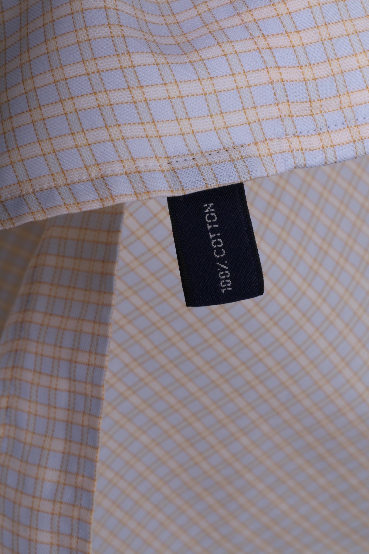 Stenstroms Men 40 M Casual Shirt Yellow Check Two Fold Cotton Long Sleeve