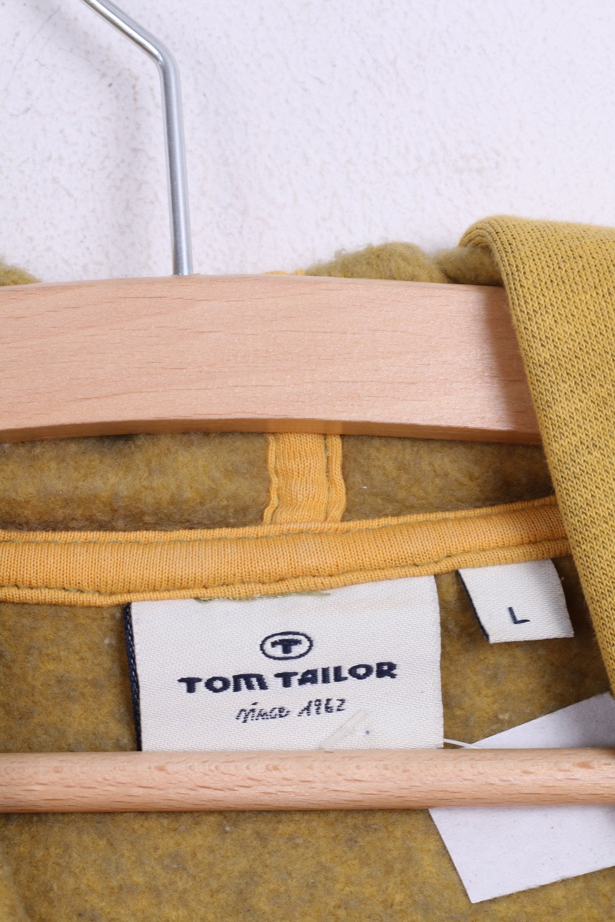 Tom Tailor Womens L Sweatshirt Yellow Hood Cotton Sport Kangaroo Pocket - RetrospectClothes