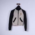 Replay Femmes S Pull Beige Recadré 100% Laine Zip Up Cardigan Tricots