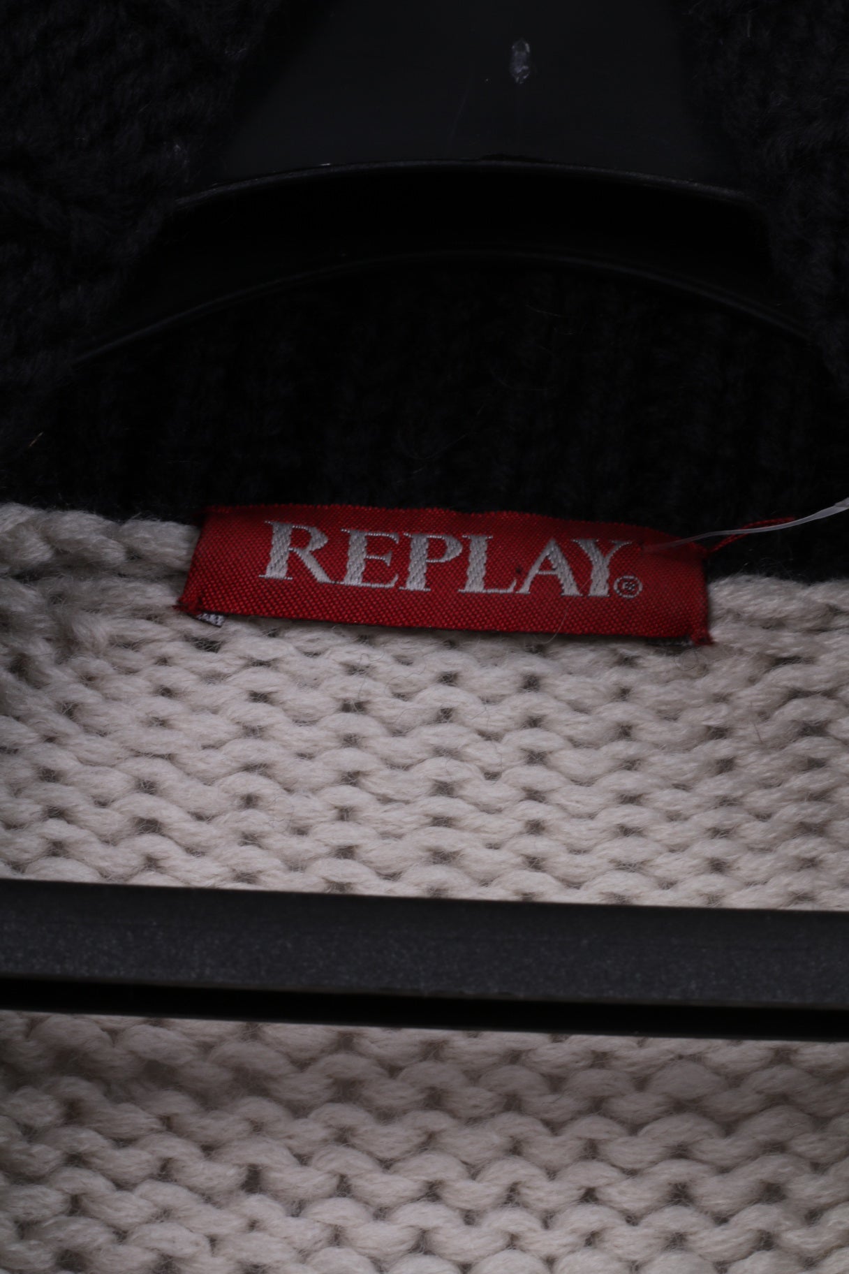Replay Women S Sweater Beige Cropped 100% Wool Zip Up Cardigan Knitwear