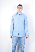 Thomas Pink Jermyn Street Mens 16.5 36.5 L Casual Shirt Check Blue Cotton - RetrospectClothes
