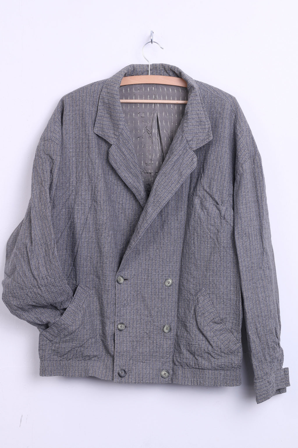 Womens 4XL Jacket Check Blazer Dark Grey Double Breasted Pockets - RetrospectClothes