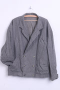 Womens 4XL Jacket Check Blazer Dark Grey Double Breasted Pockets - RetrospectClothes