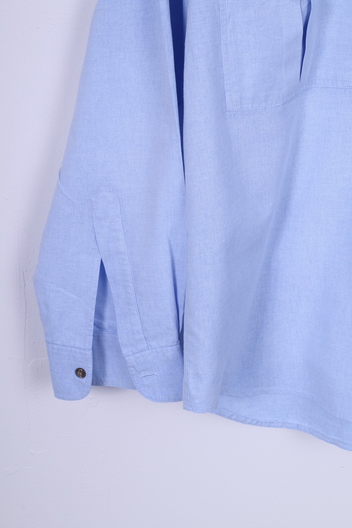 Jean Juubat Camicia Casual da Uomo 42 M in Cotone Blu Manica Lunga Due Tasche