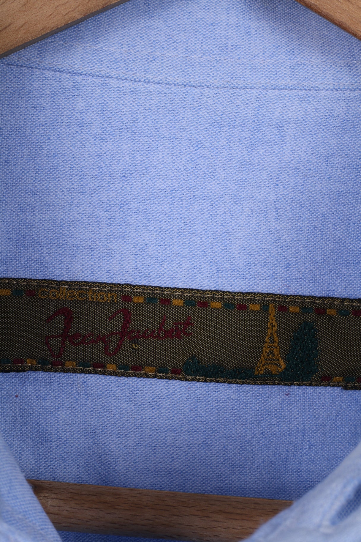 Jean Juubat Camicia Casual da Uomo 42 M in Cotone Blu Manica Lunga Due Tasche