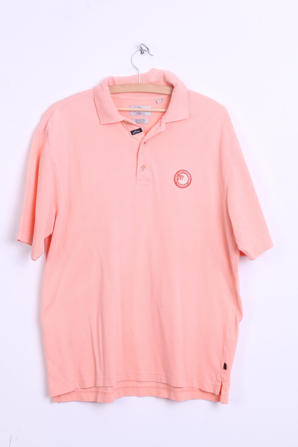 Callaway Golf Mens S Polo Shirt Peach LAS AMERICAS TENERIFE Big Bertha Pique - RetrospectClothes