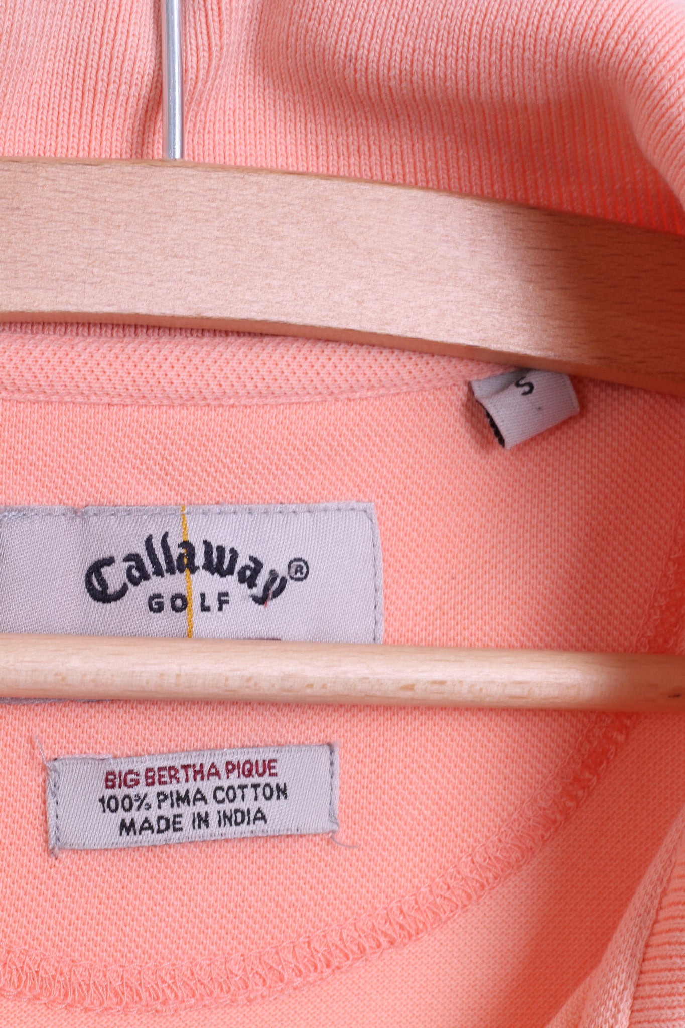 Callaway Golf Mens S Polo Shirt Peach LAS AMERICAS TENERIFE Big Bertha Pique - RetrospectClothes