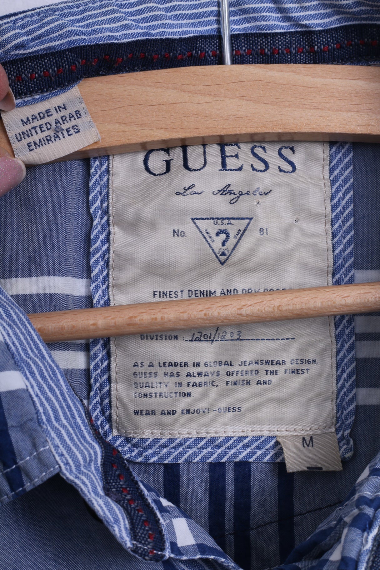 GUESS Chemise décontractée pour homme en coton bleu à carreaux avec boutons-pression et manches courtes