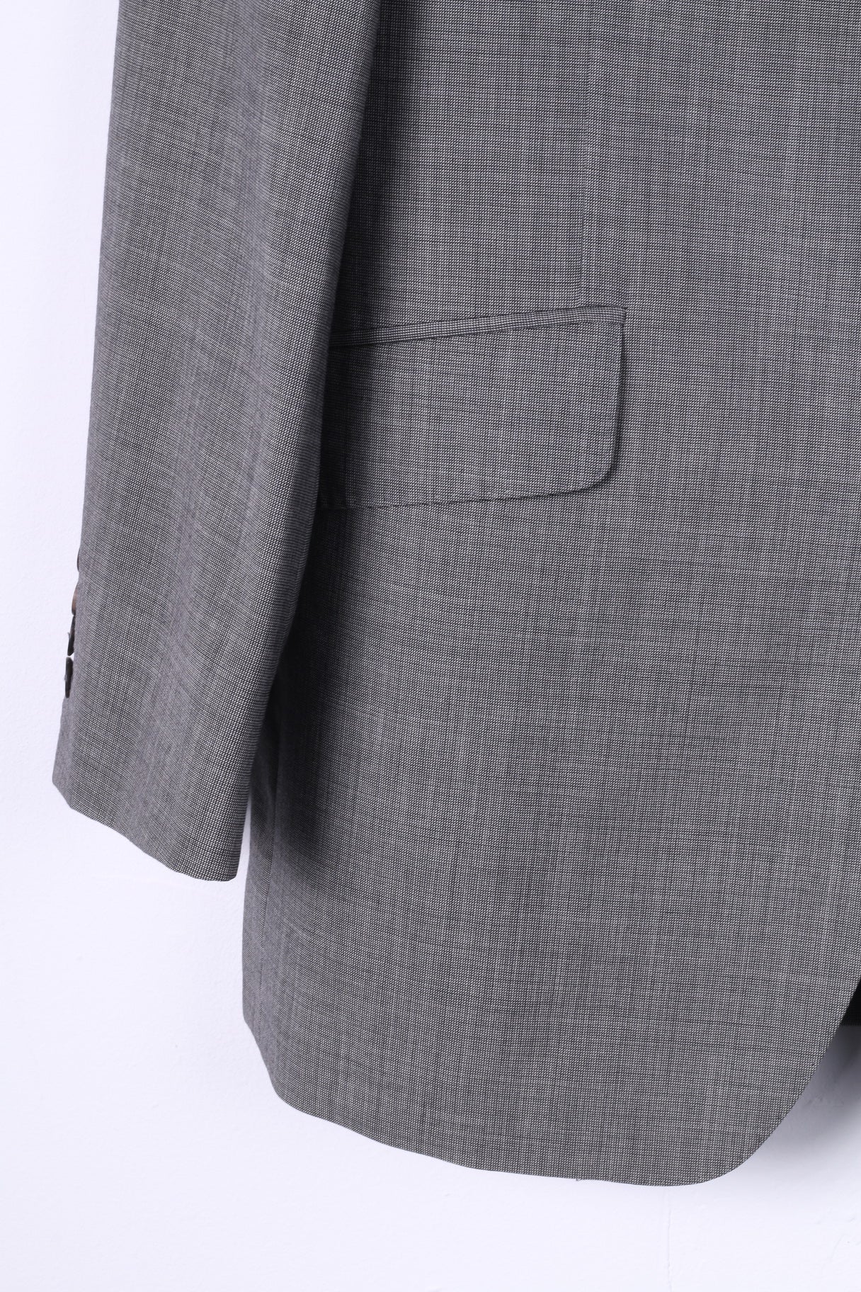 Jaeger Uomo 40 Blazer lungo Grigio monopetto Spalline superiori Giacca 100% lana 