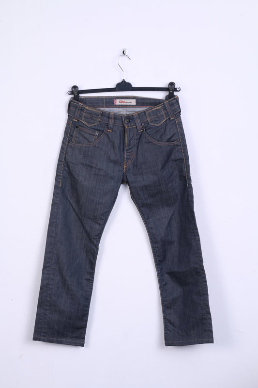 Levi Strauss &amp; Co Uomo W28 L32 Pantaloni Denim Jeans blu scuro Cotone 504 Dritto