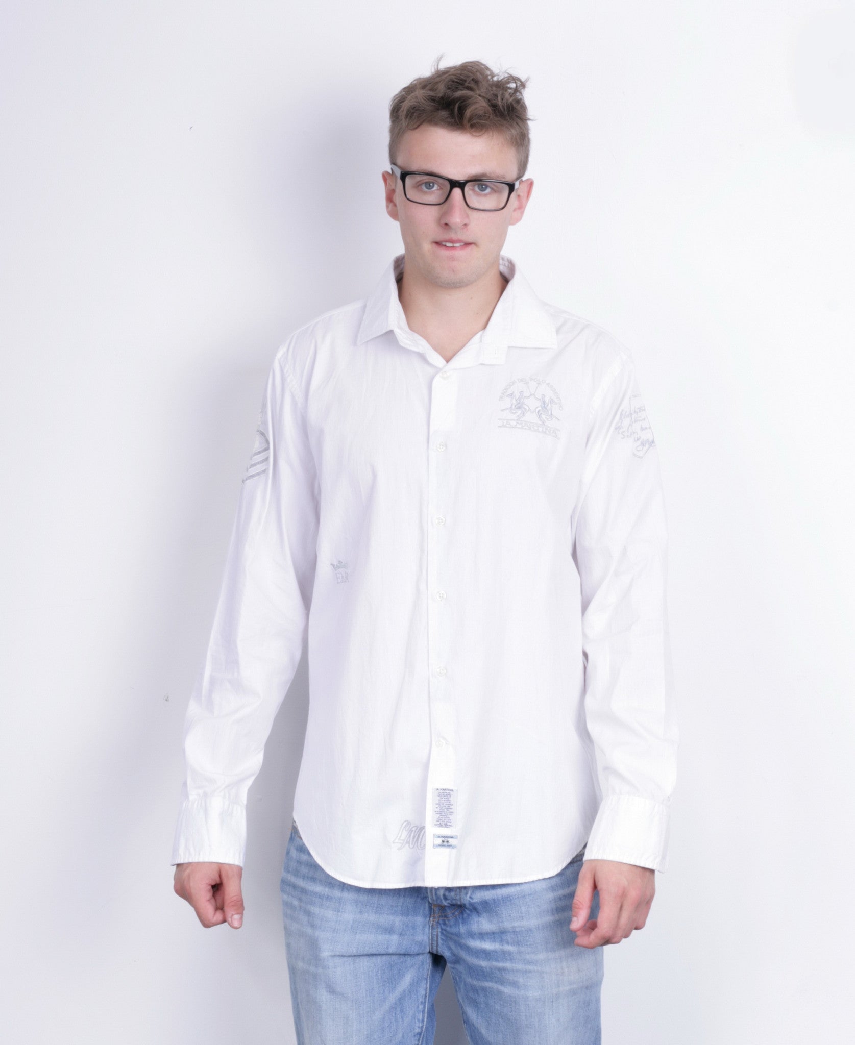 La Martina Mens XXL Casual Shirt White Heritage Cotton - RetrospectClothes