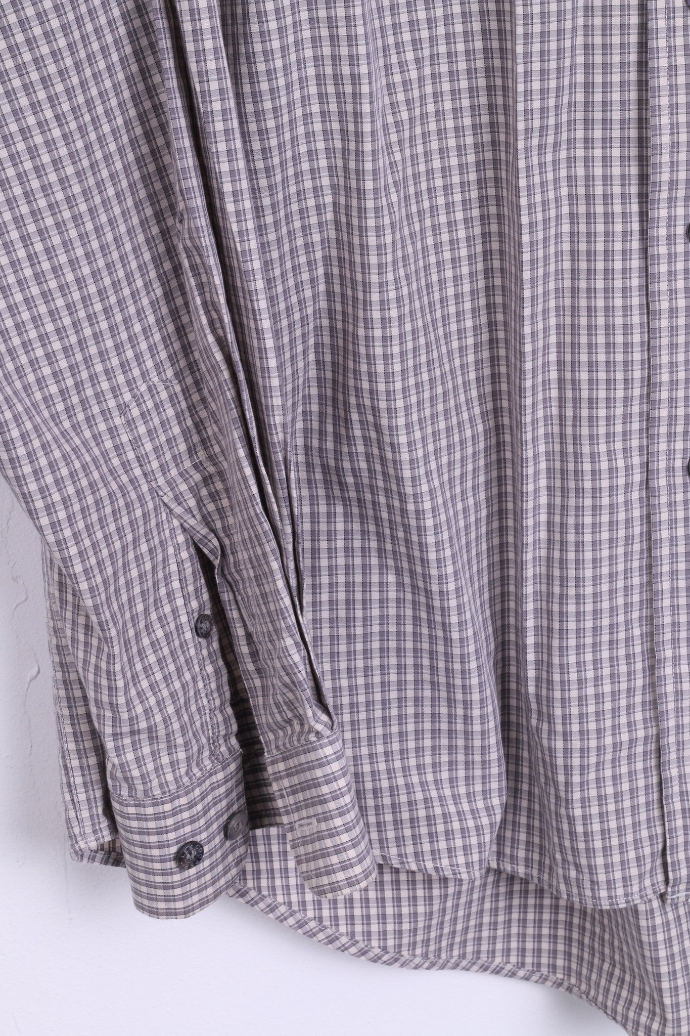 Lee Cooper Mens 16 XL Casual Shirt Check Cotton Top Grey Beige - RetrospectClothes