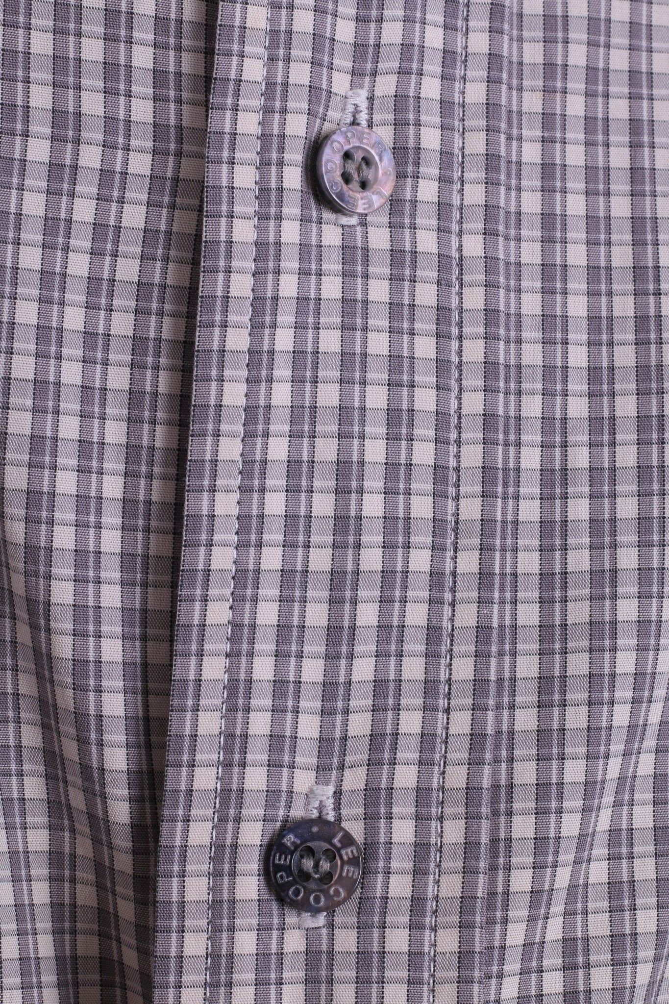 Lee Cooper Mens 16 XL Casual Shirt Check Cotton Top Grey Beige - RetrospectClothes