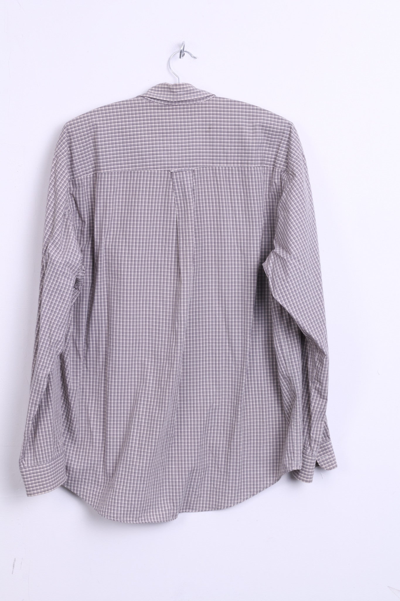 Lee Cooper Mens 16 XL Casual Shirt Check Cotton Top Grey Beige - RetrospectClothes
