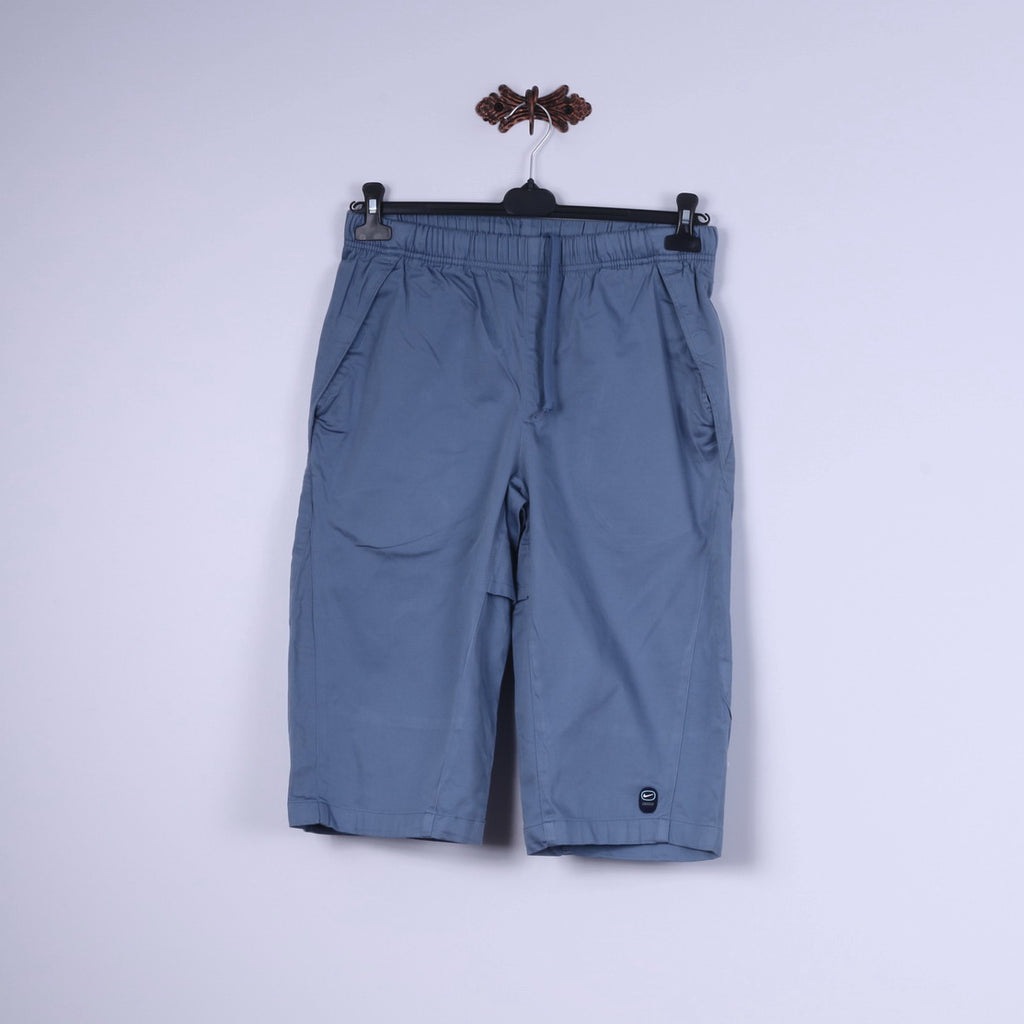 Nike Swoosh Mens M Shorts Blue Cotton Elastane Blend Two Pockets Sportswear Bottoms