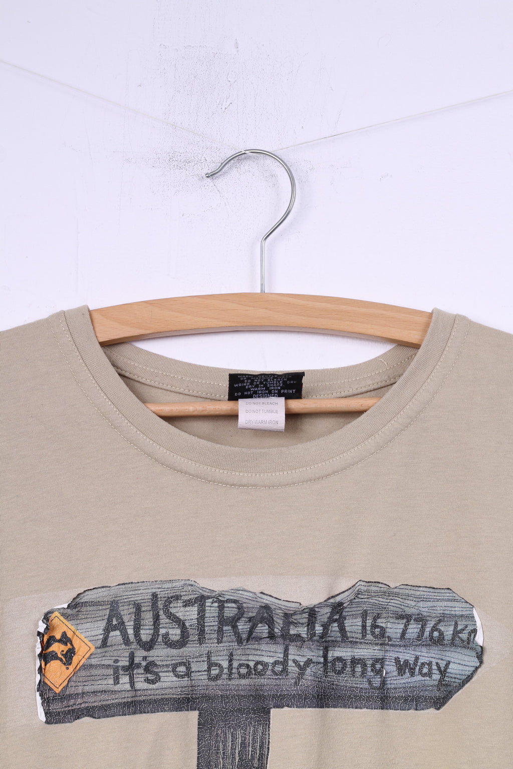 Samsousan T-shirt da uomo M grafica Australia Way Top in cotone beige 