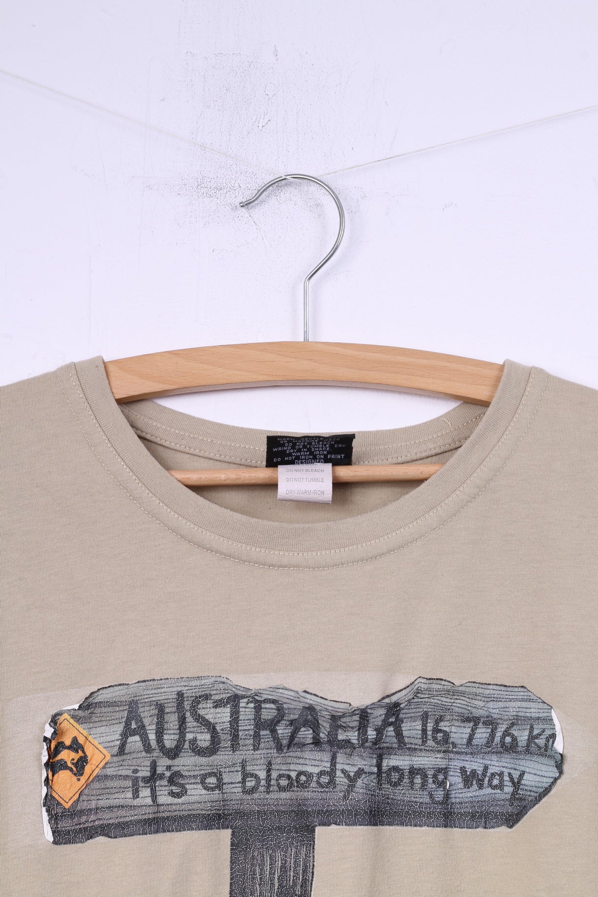 Samsousan T-shirt da uomo M grafica Australia Way Top in cotone beige 
