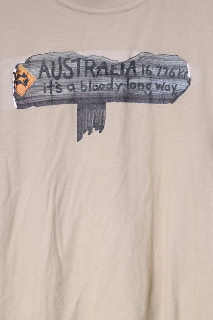 Samsousan T-shirt da uomo M grafica Australia Way Top in cotone beige 